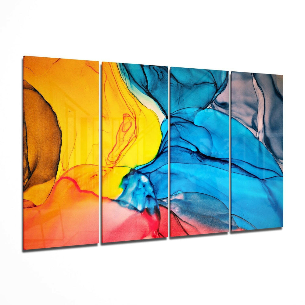 Dance of Colors 4 Pieces Mega Glass Wall Art (59"x36") | Insigne Art Design.