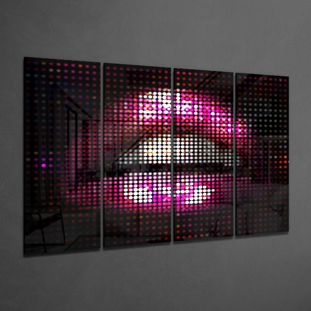 Lips 4 Pieces Mega Glass Wall Art (59"x36") | Insigne Art Design.