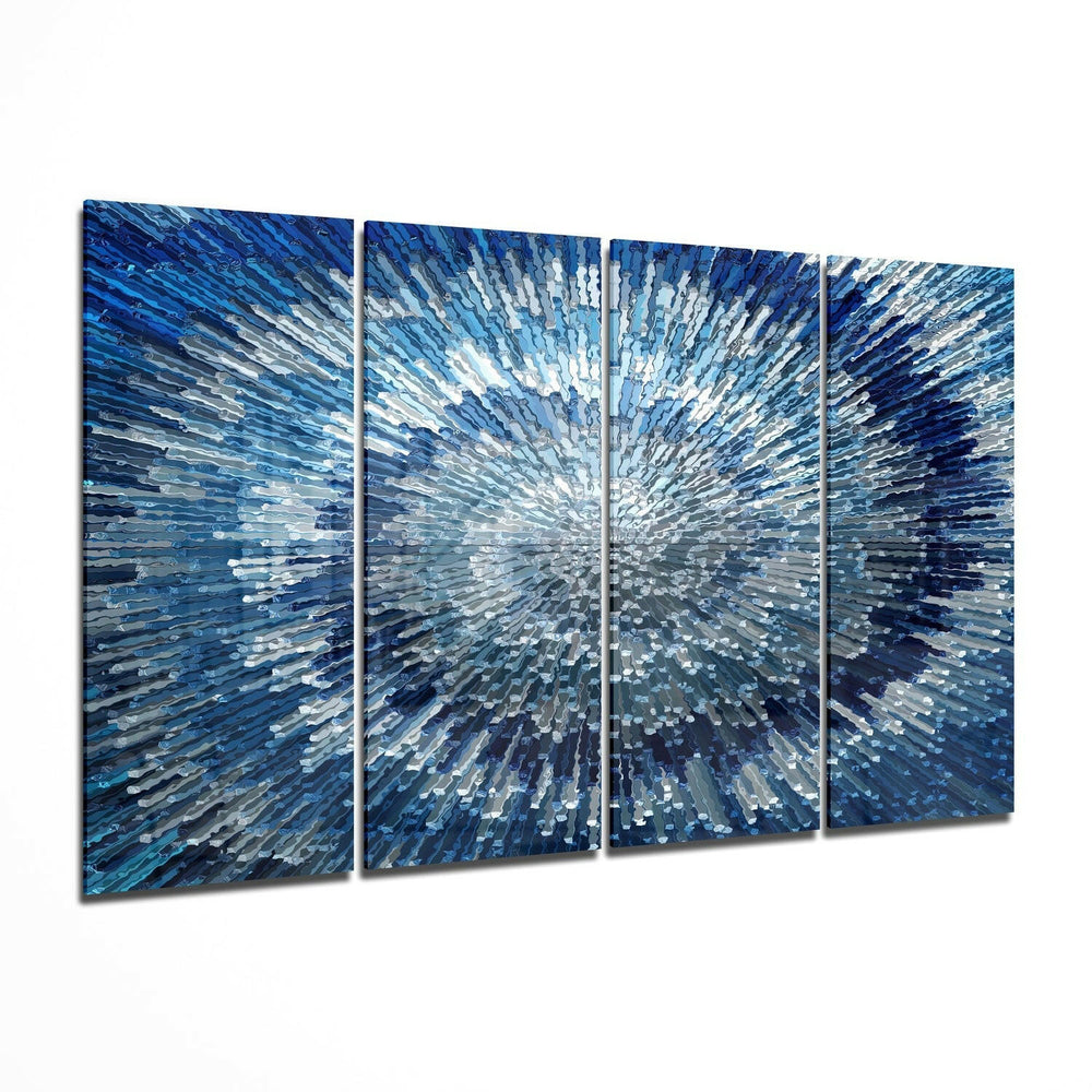 Blue Spiral 4 Pieces Mega Glass Wall Art (59"x36") | Insigne Art Design.