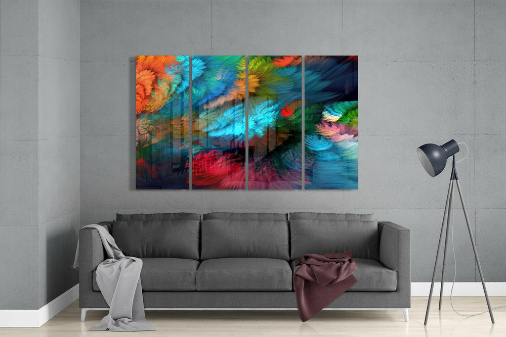 Colorful Touches 4 Pieces Mega Glass Wall Art (59"x36") | Insigne Art Design.