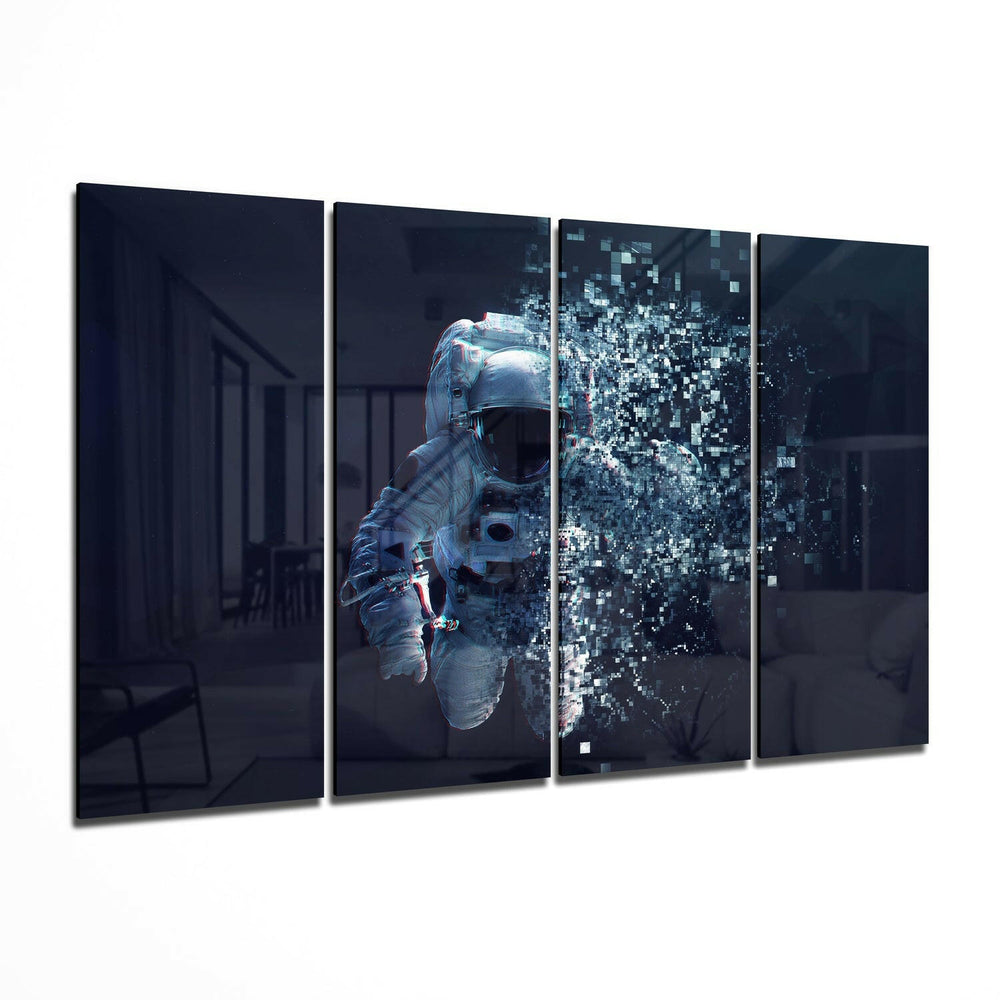 Astronaut 4 Pieces Mega Glass Wall Art (59"x36") | Insigne Art Design.