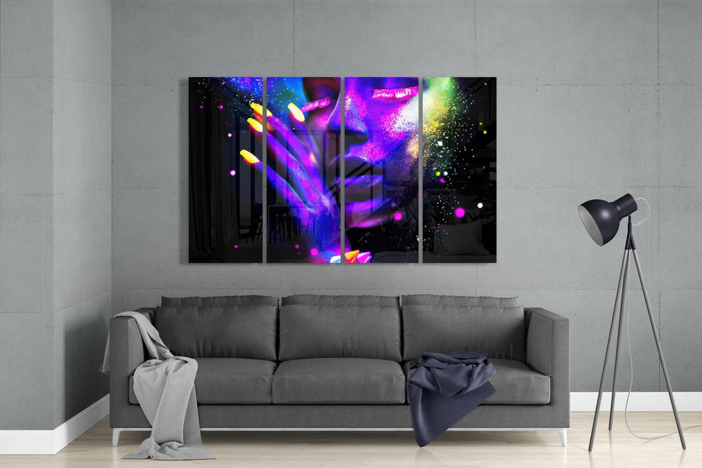 Women 4 Pieces Mega Glass Wall Art (59"x36") | Insigne Art Design.