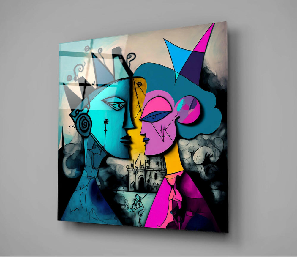 The Cubist Mind Glass Wall Art || Designer Collection