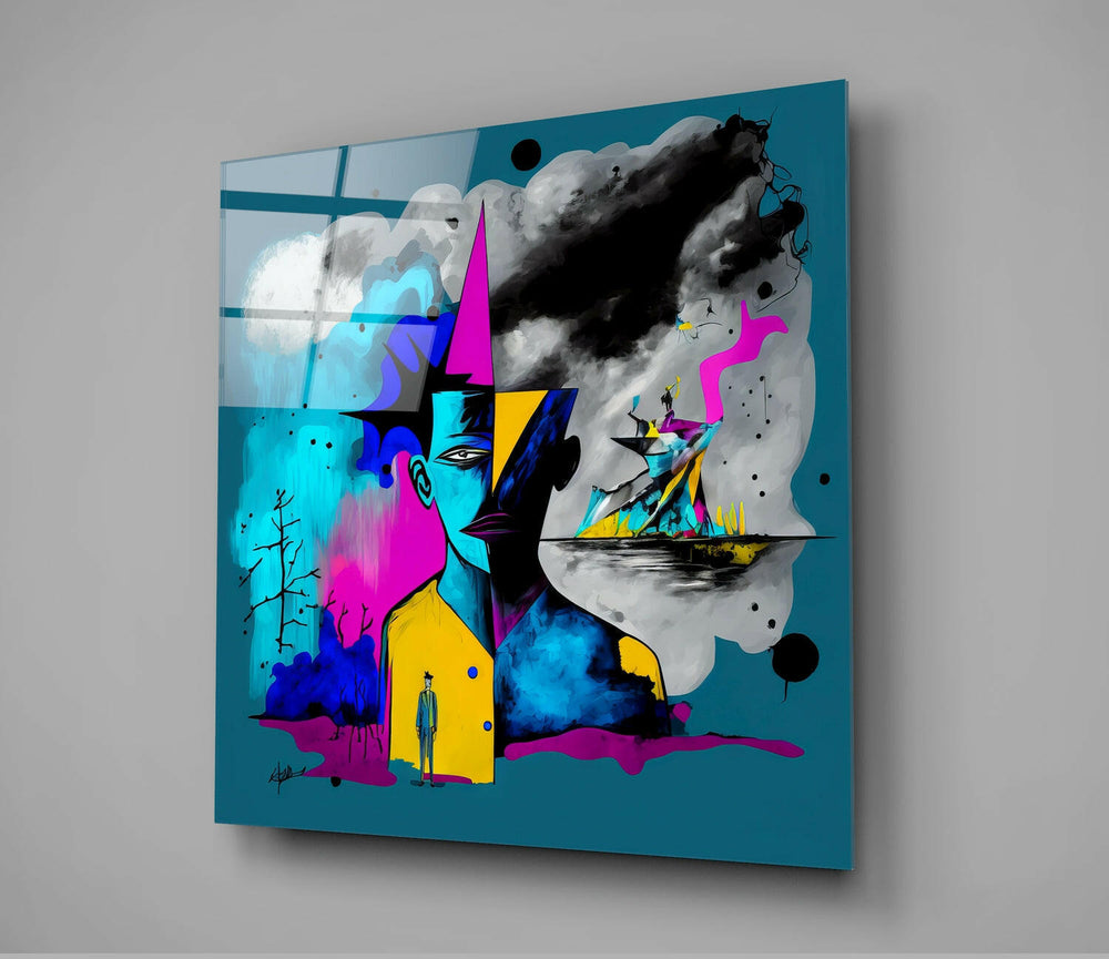 The Cubist Mind Glass Wall Art || Designer Collection
