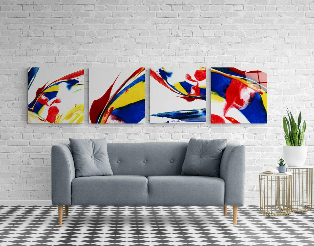 Dance of Red Quadro Glass Wall Art.