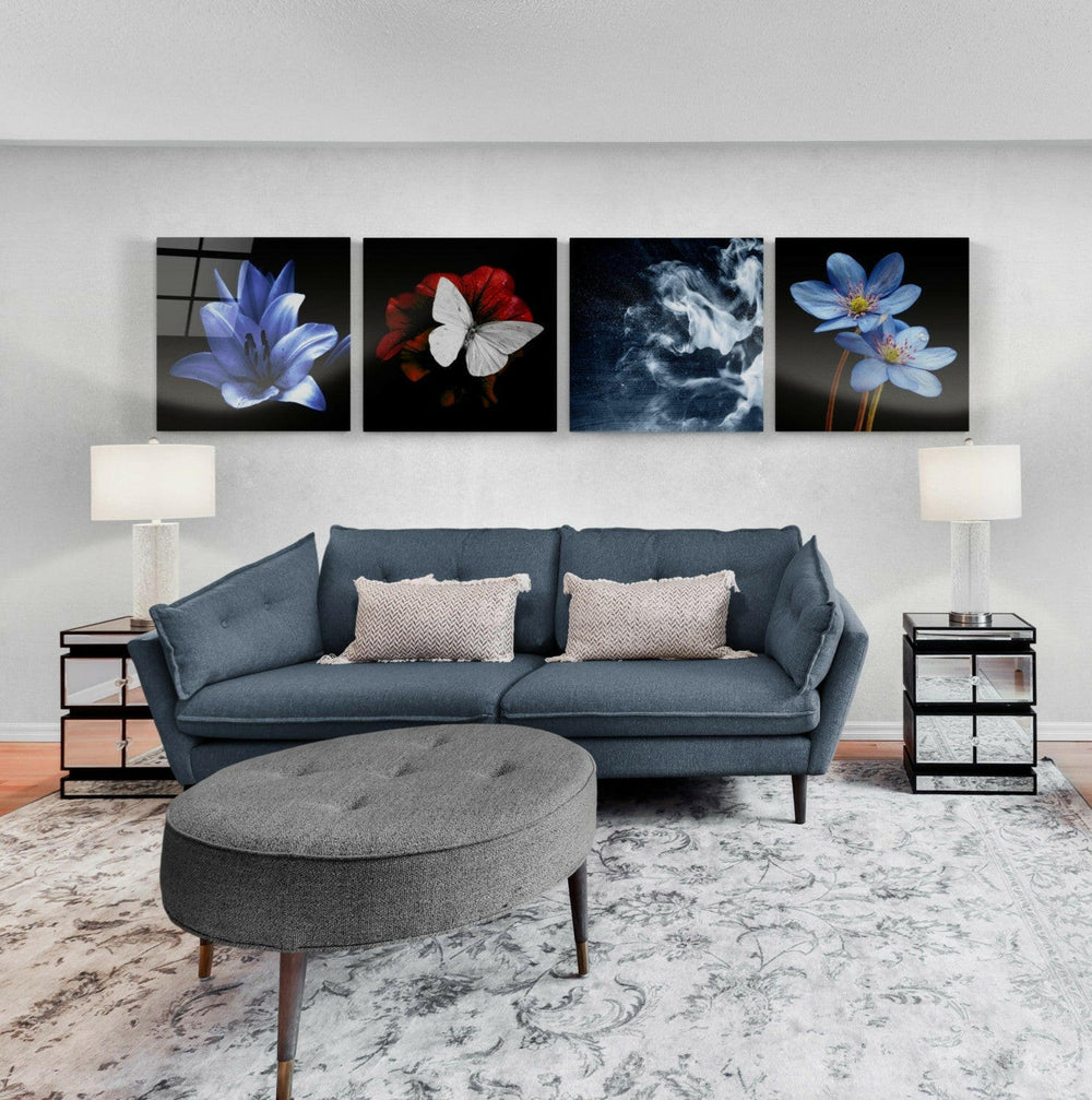 Flowers Quadro Glass Wall Art.