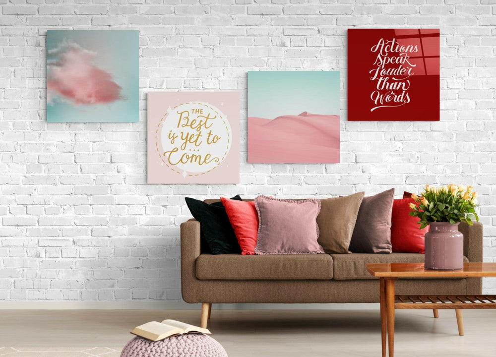 Pink Desert Quadro Glass Wall Art.