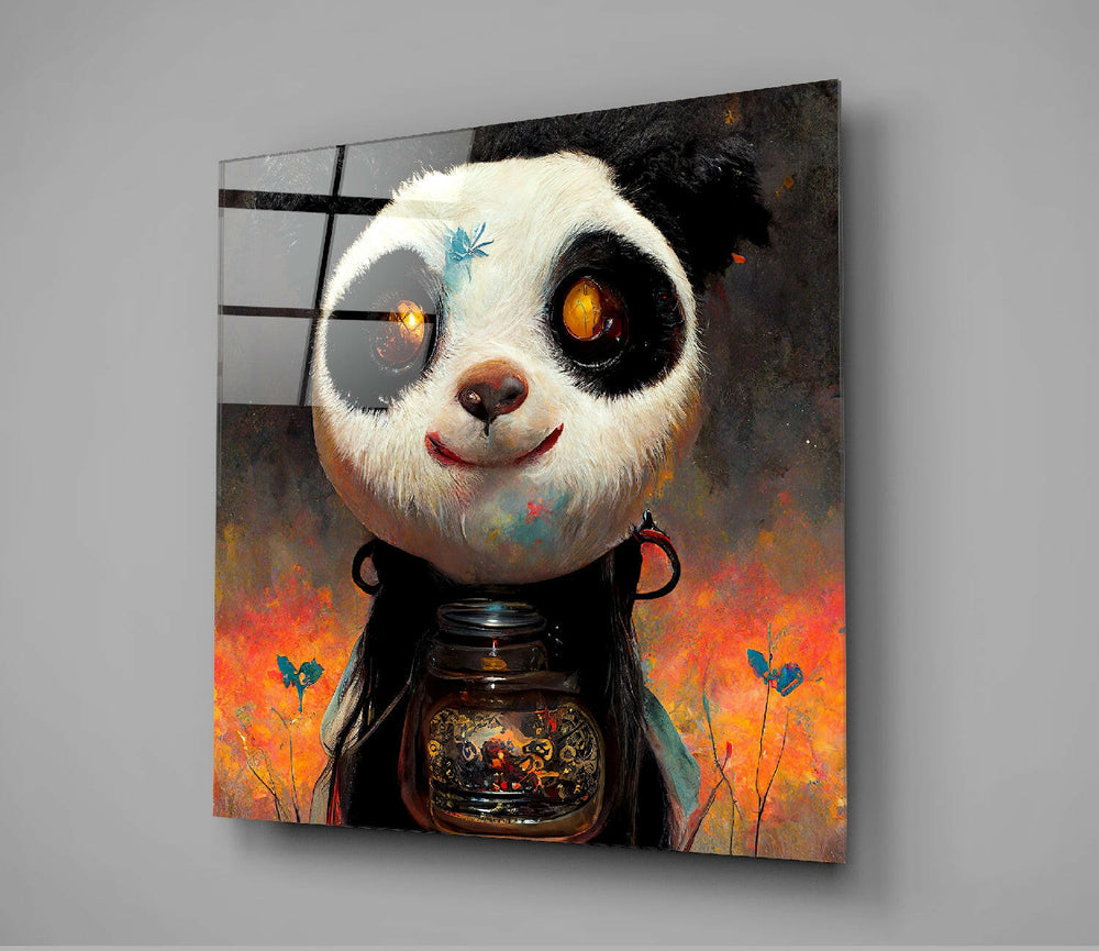 Panda Cup Glass Wall Art || Designer Collection.