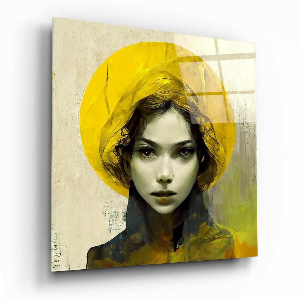 Yellow Hat Glass Wall Art || Designer Collection.