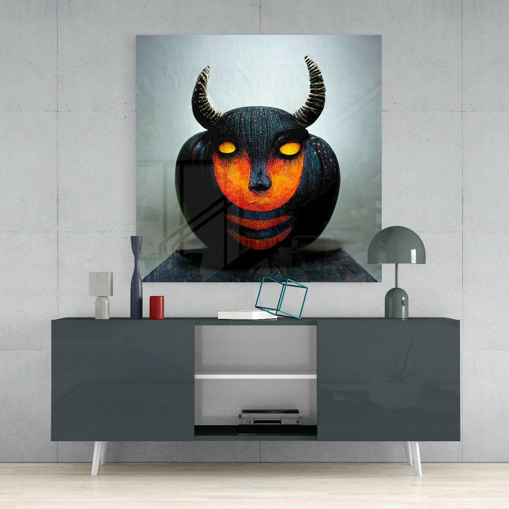 Evil Pumpkin Glass Wall Art || Designers Collection.