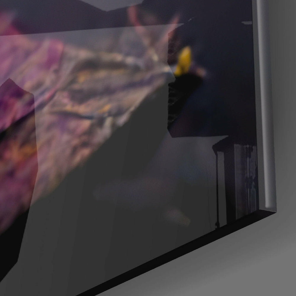 Yellow Mask Glass Wall Art || Designer Collection.