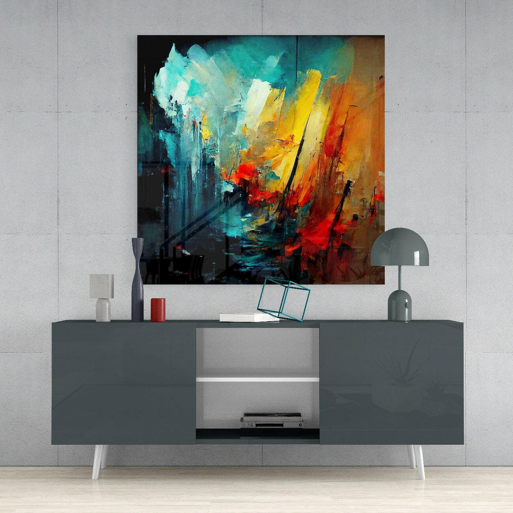 Collapsed City Silhouette Glass Wall Art || Designers Collection.