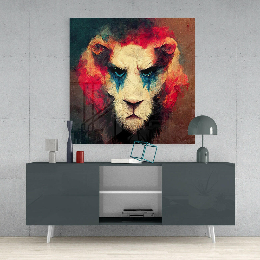 Lion Clown Glass Wall Art || Designer Collection.