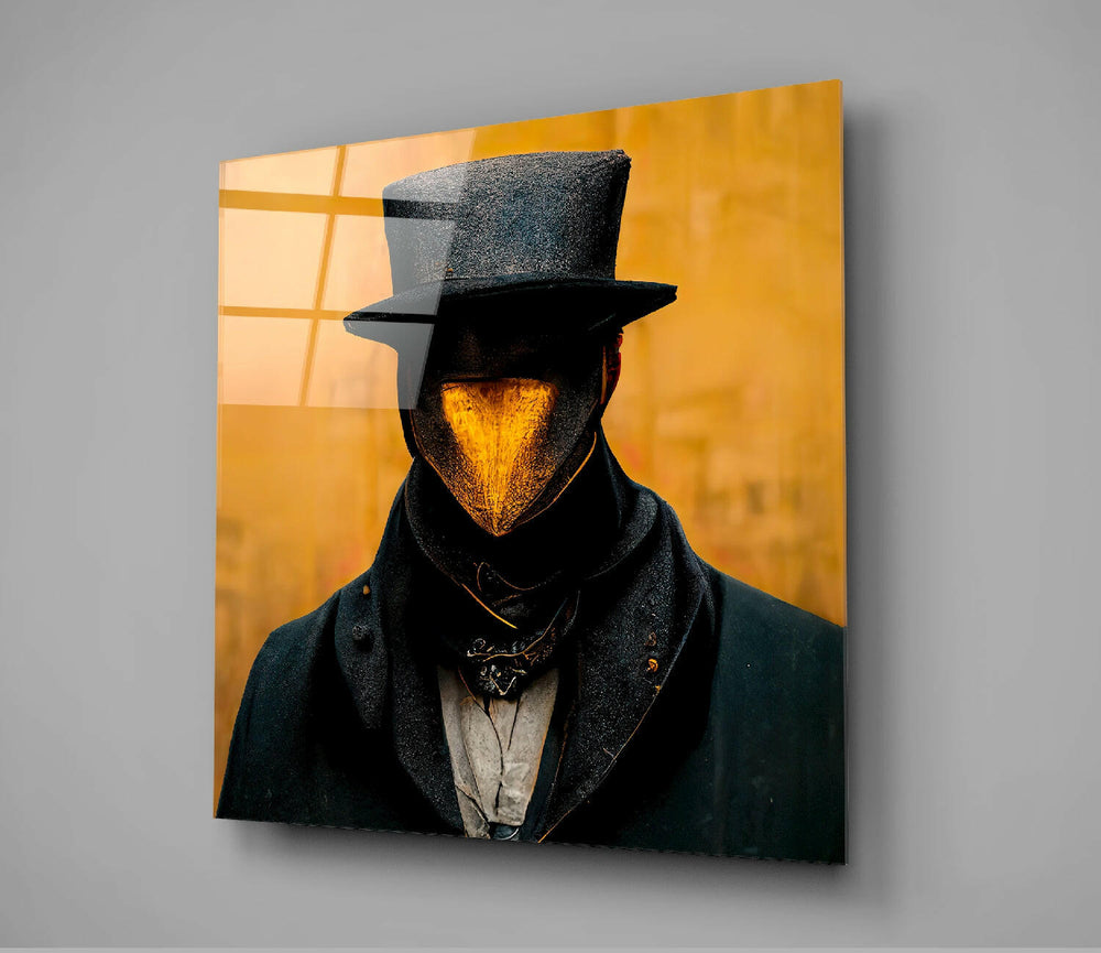The Beak Behind the Masks Glass Wall Art || Designer Collection.