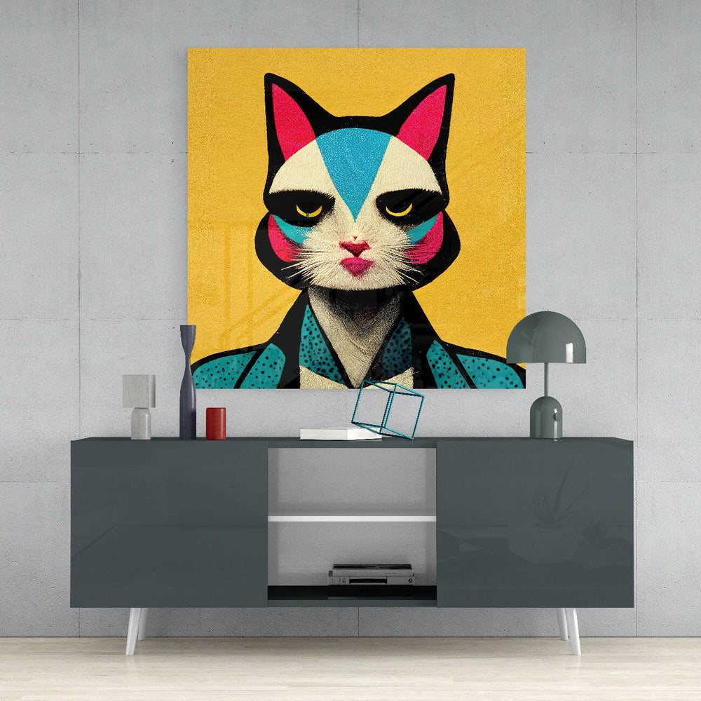 Ms. Cat Glass Wall Art || Designer Collection.
