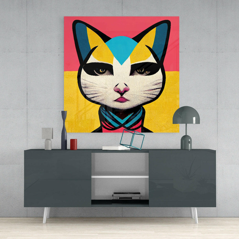 Ms. Cat Glass Wall Art || Designer Collection.