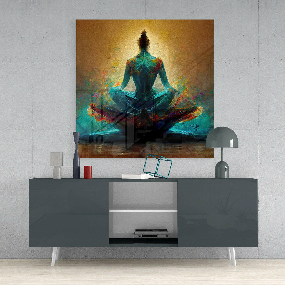 Meditation Glass Wall Art || Designer Collection.