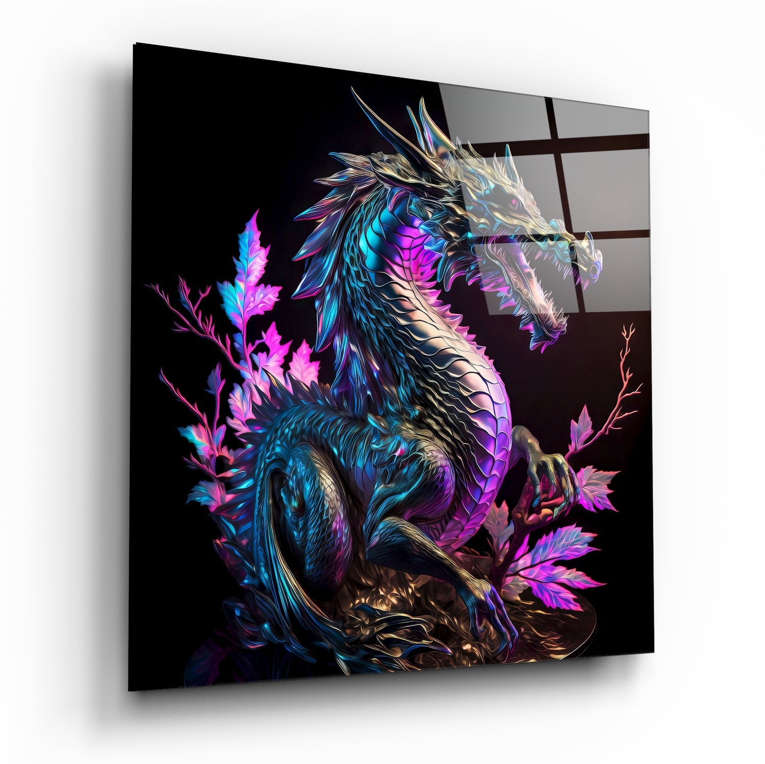 Dragon's Anger Glass Wall Art || Designers Collection | Insigne Art Design | Unique Designs 24 x 24