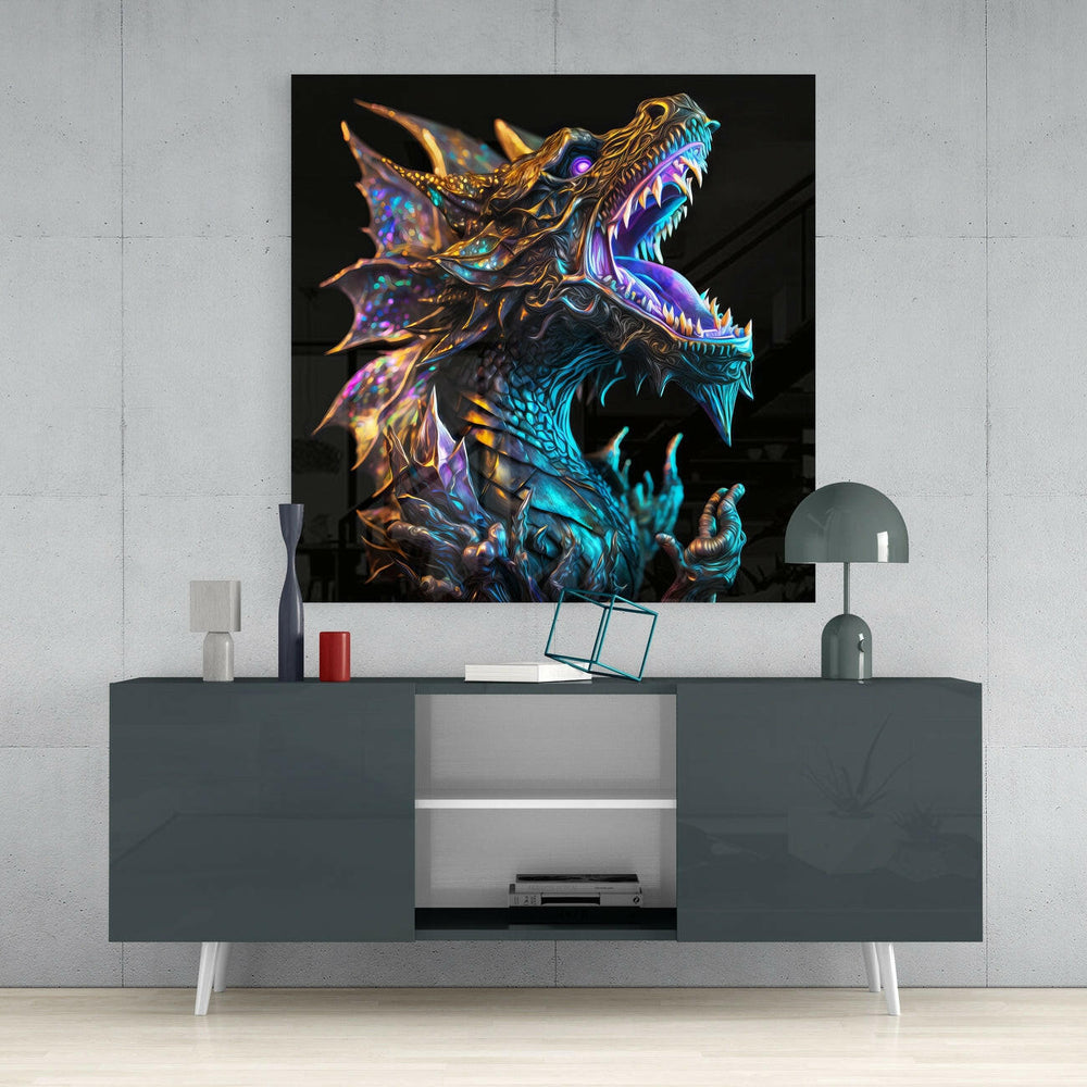 Dragon's Roar Glass Wall Art || Designers Collection | Insigne Art Design.