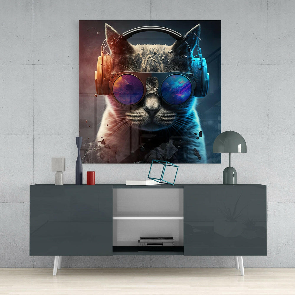 Punky Cat Glass Wall Art || Designer Collection | Insigne Art Design.