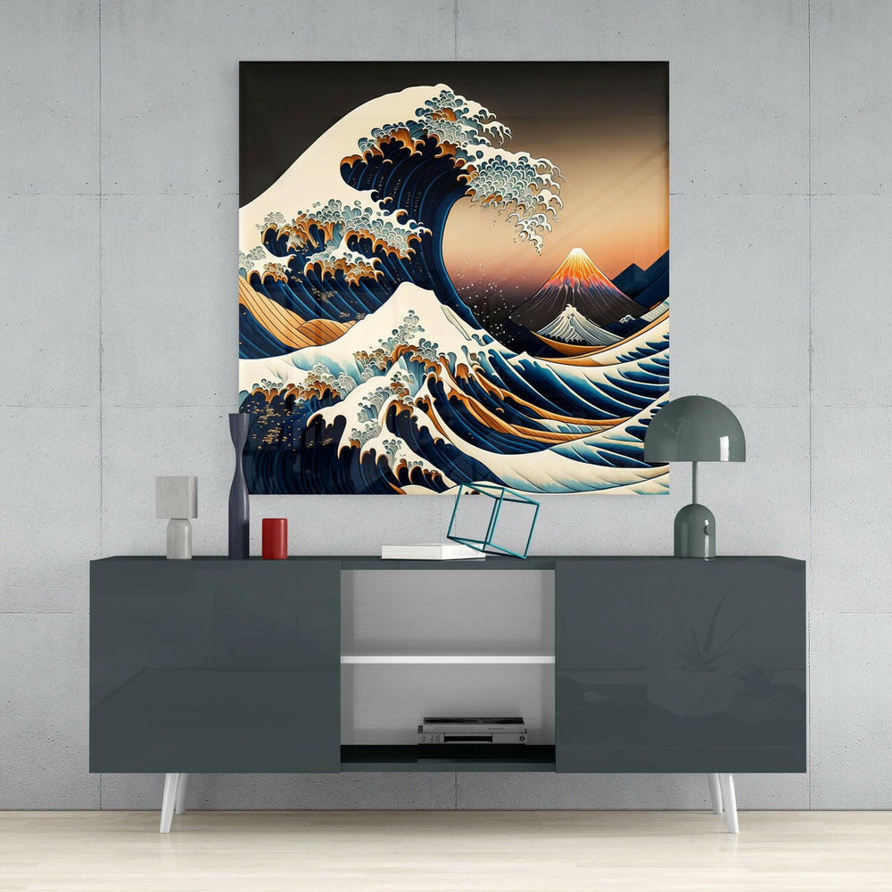 Waves Glass Wall Art || Designer Collection | Insigne Art Design.
