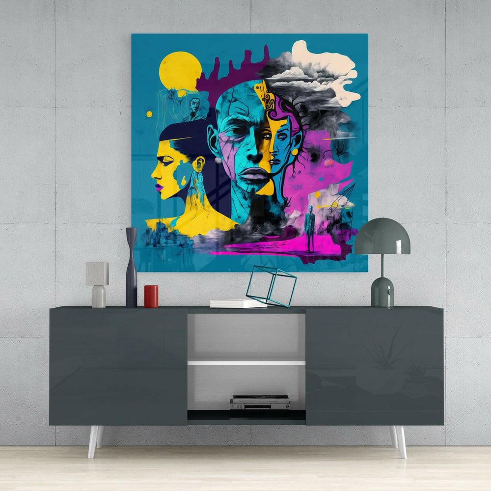 The Cubist Mind Glass Wall Art || Designer Collection