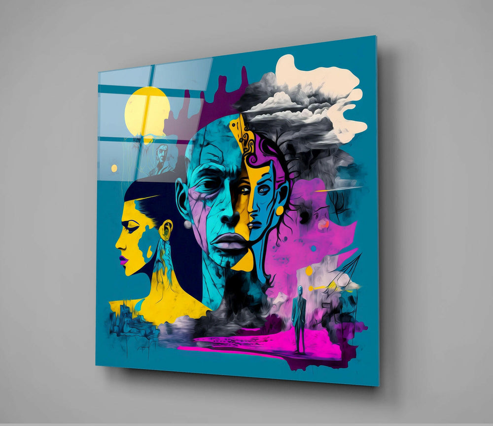 The Cubist Mind Glass Wall Art || Designer Collection