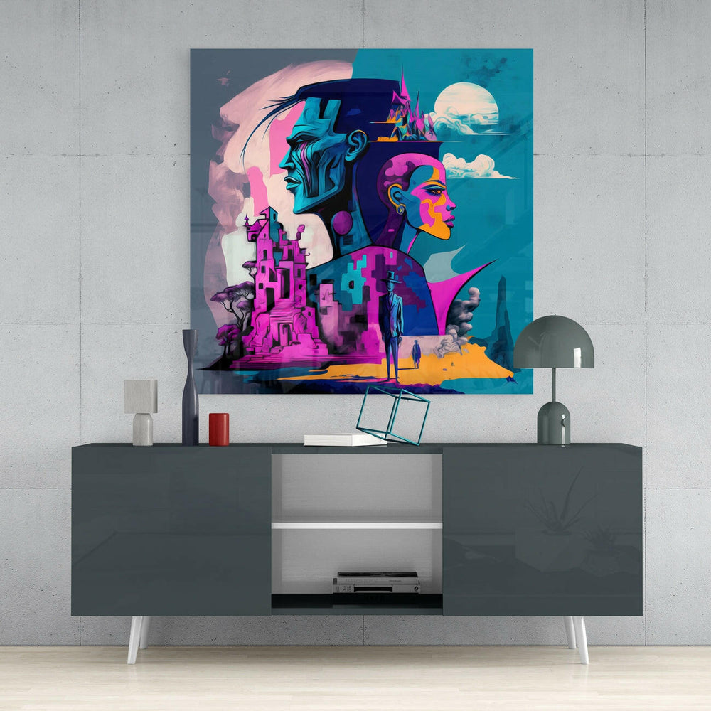 The Cubist Mind Glass Wall Art || Designer Collection