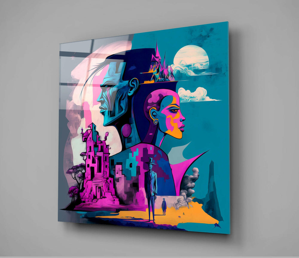 The Cubist Mind Glass Wall Art || Designer Collection