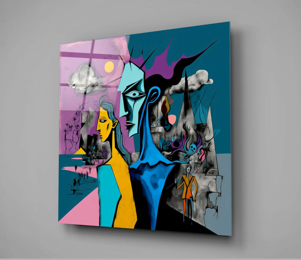 The Cubist Mind Glass Wall Art || Designer Collection