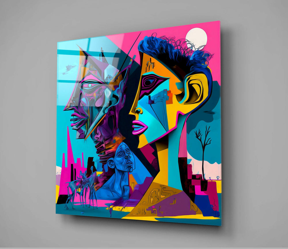 The Cubist Mind Glass Wall Art || Designer Collection