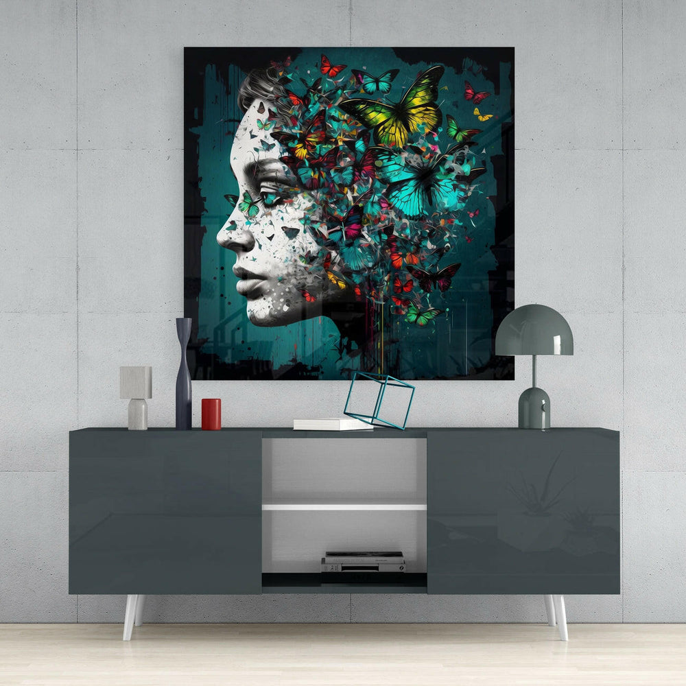 Butterfly Thoughts Glass Wall Art || Designers Collection - Insigne Art