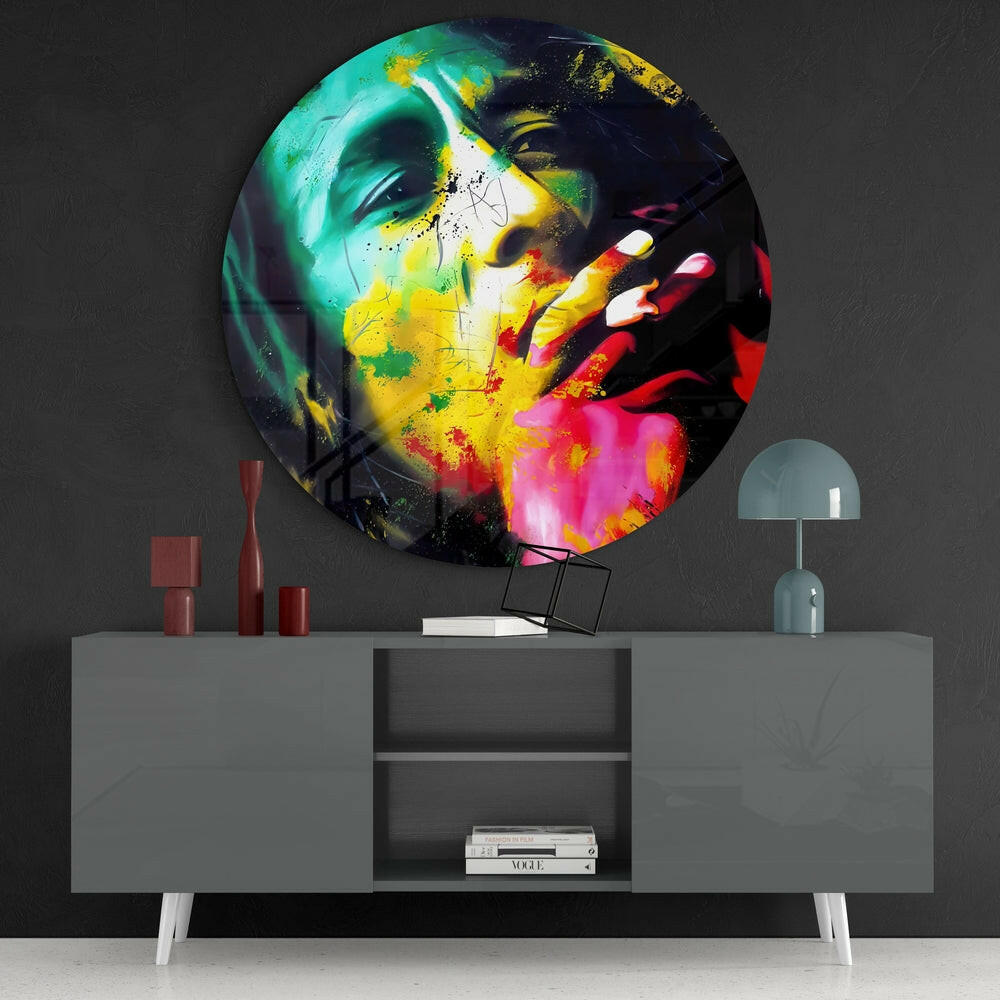 Reggae Dreadlocks Portrait Glass Wall Art