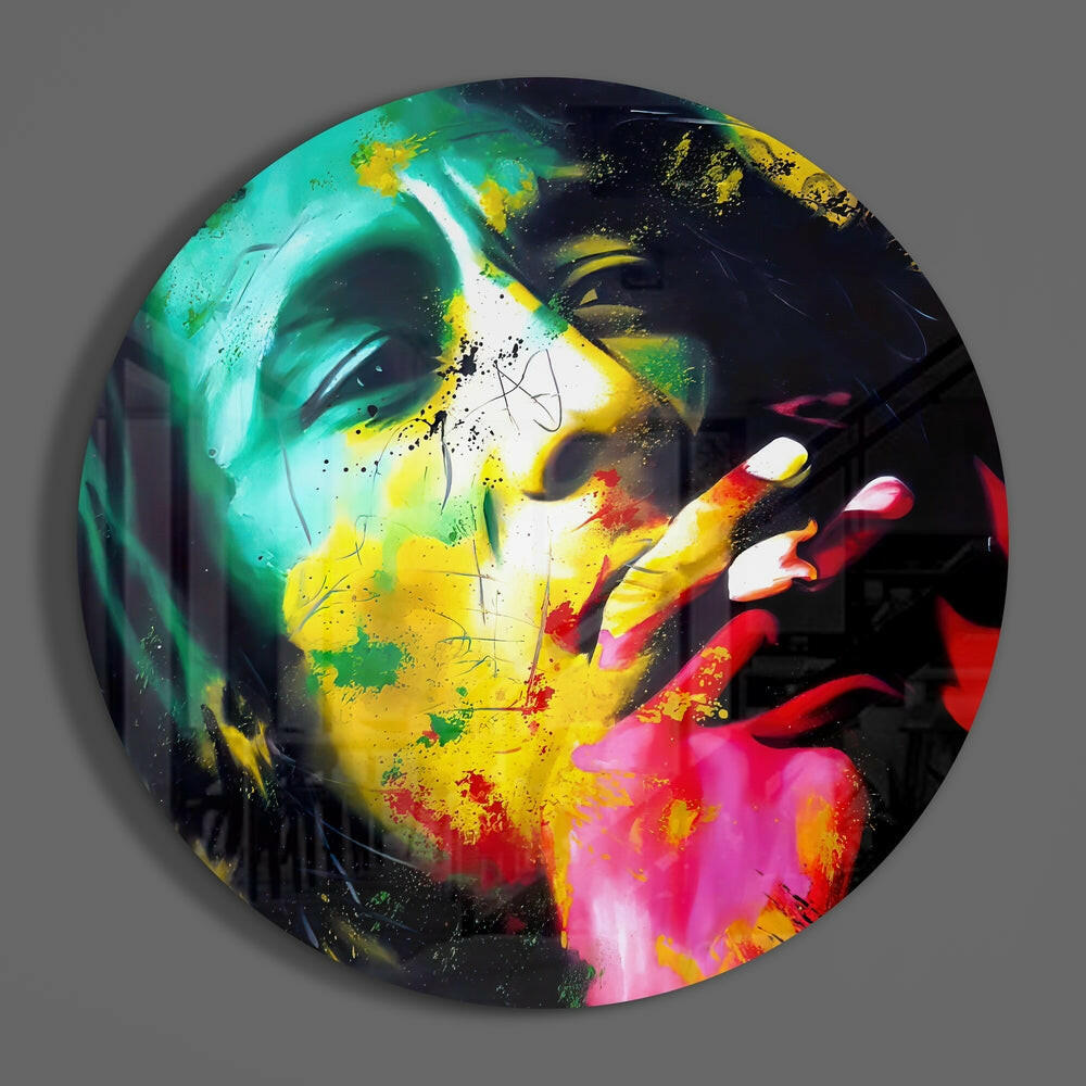 Reggae Dreadlocks Portrait Glass Wall Art