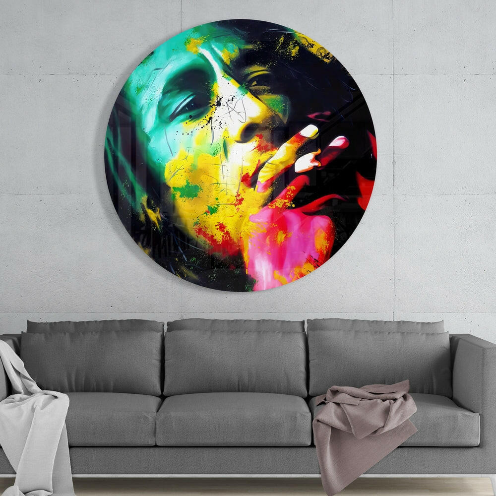 Reggae Dreadlocks Portrait Glass Wall Art
