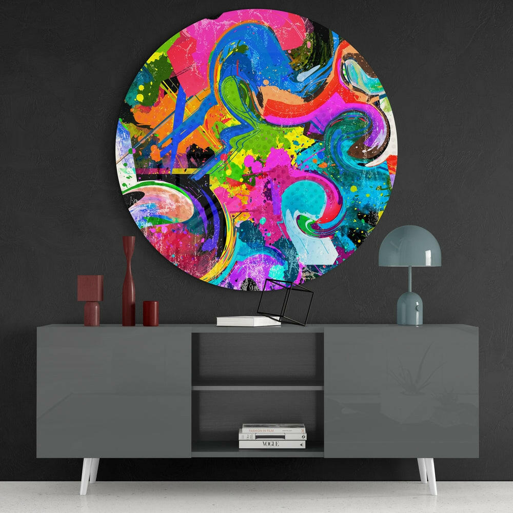 The Cycle of Colors Glass Wall Art.