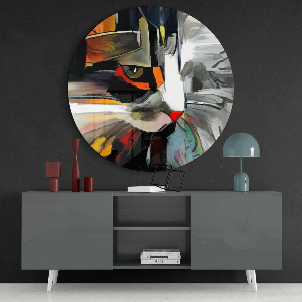 Cat Glass Wall Art.