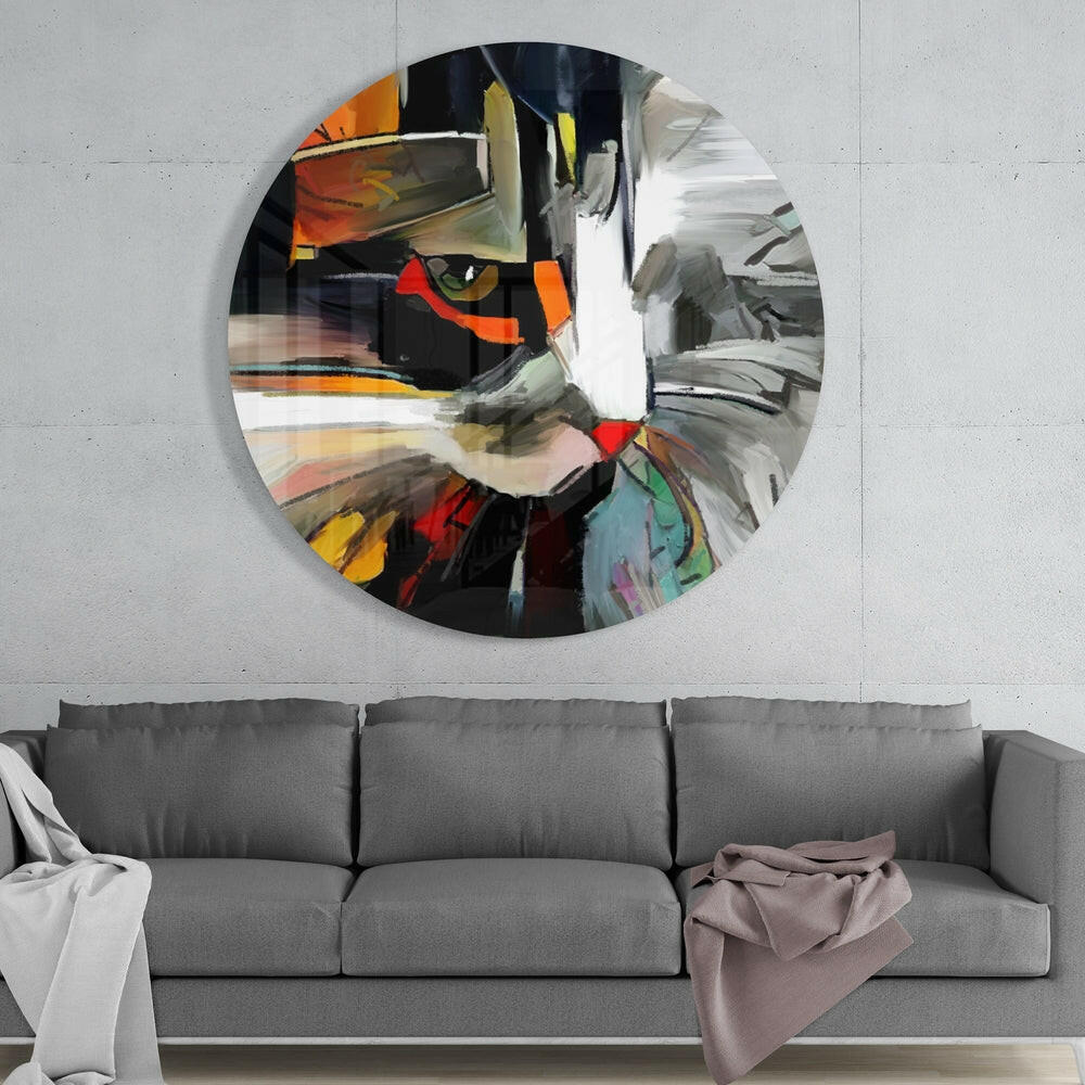 Cat Glass Wall Art.