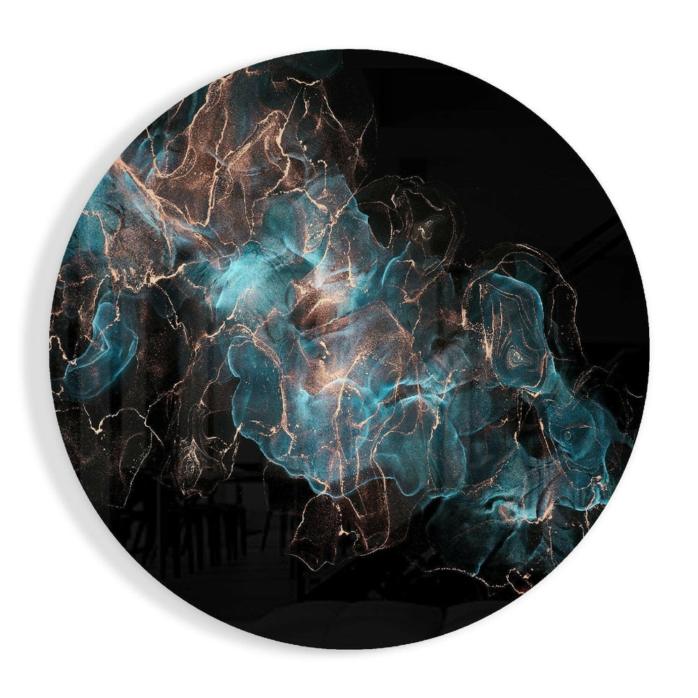 Blue Explosion Glass Wall Art.
