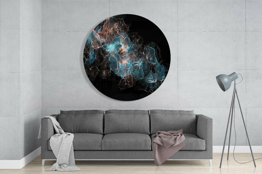 Blue Explosion Glass Wall Art.