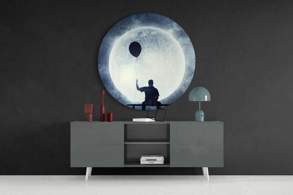Full Moon Glass Wall Art.