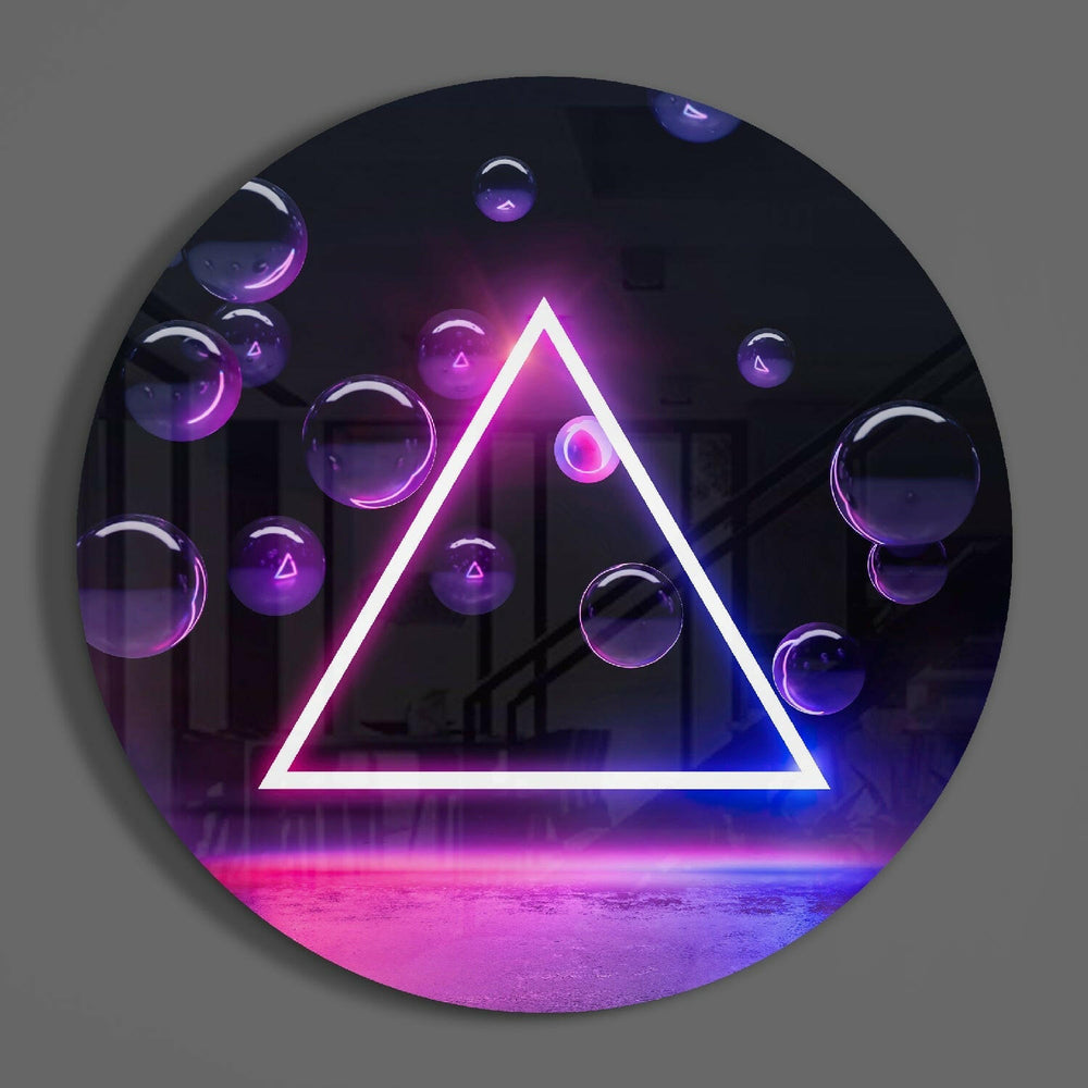 Neon Triangle Glass Wall Art.