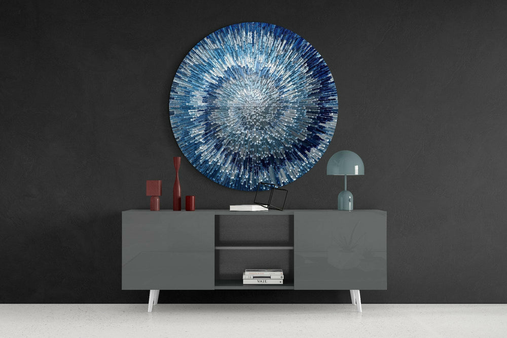 Blue Splash Glass Wall Art.