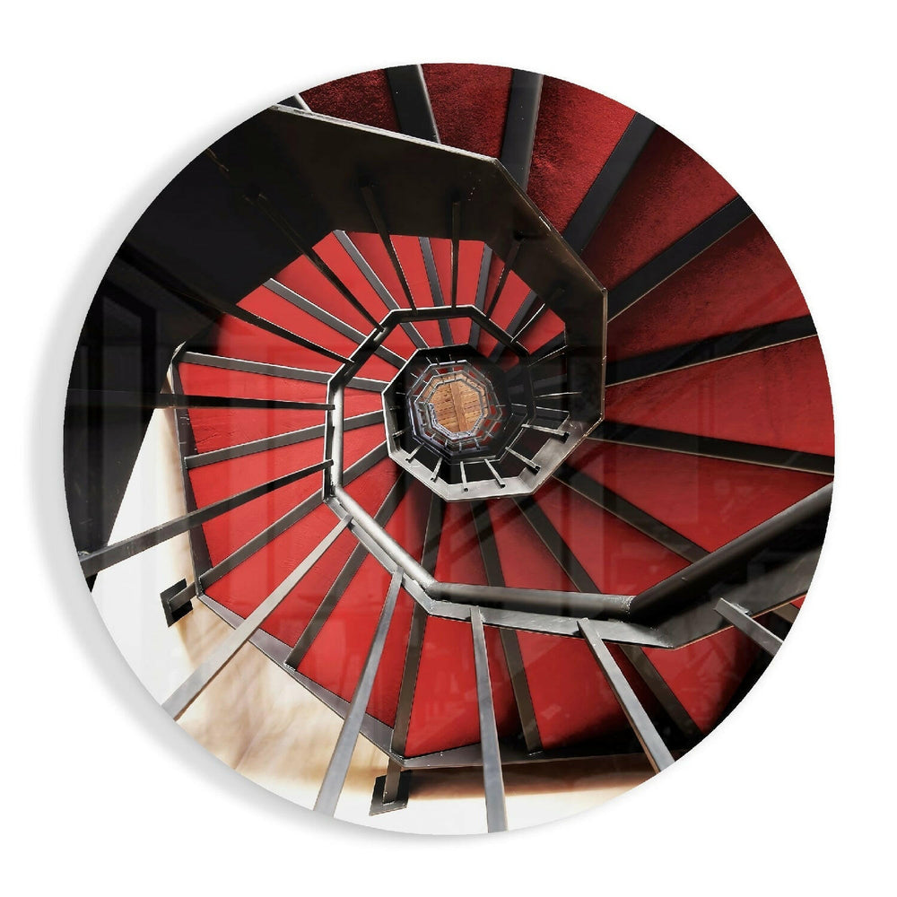 Red Stair Glass Wall Art.