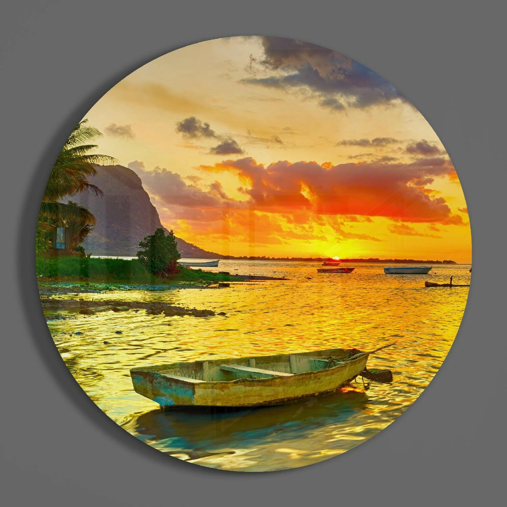 Lonely Kayak Glass Wall Art.