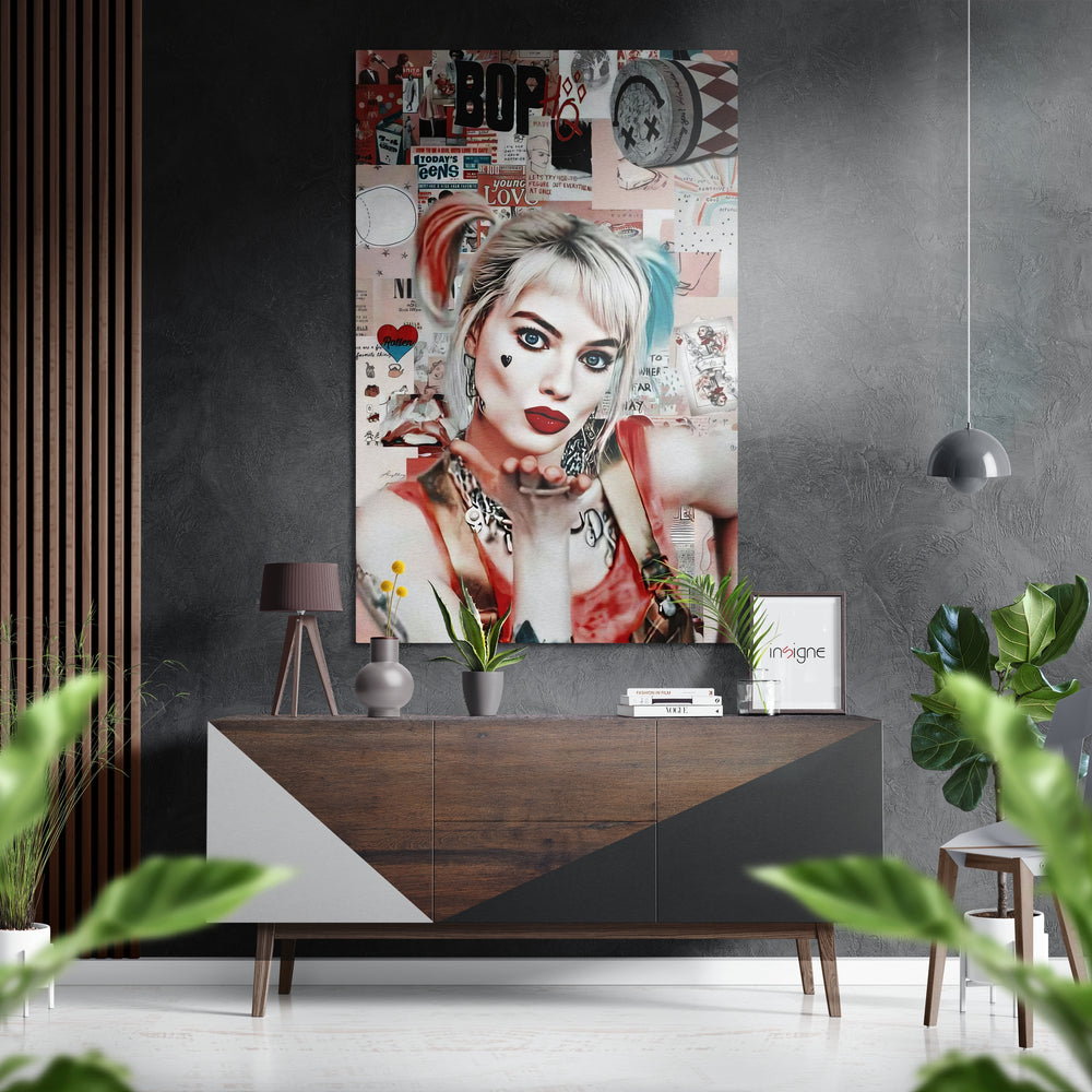 Harley Quinn Brushed Aluminium Dibond Wall Art.