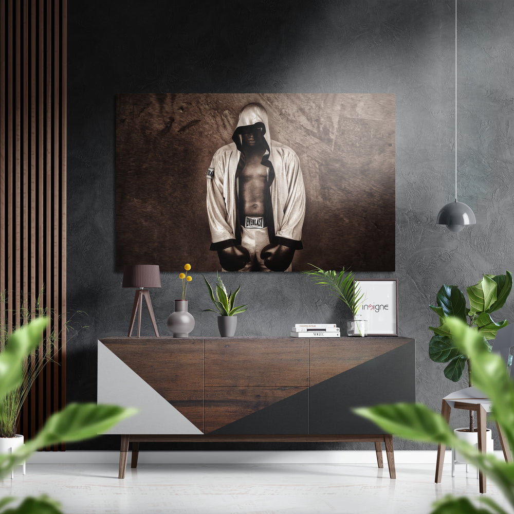 Muhammad Ali Brushed Aluminium Dibond Wall Art.