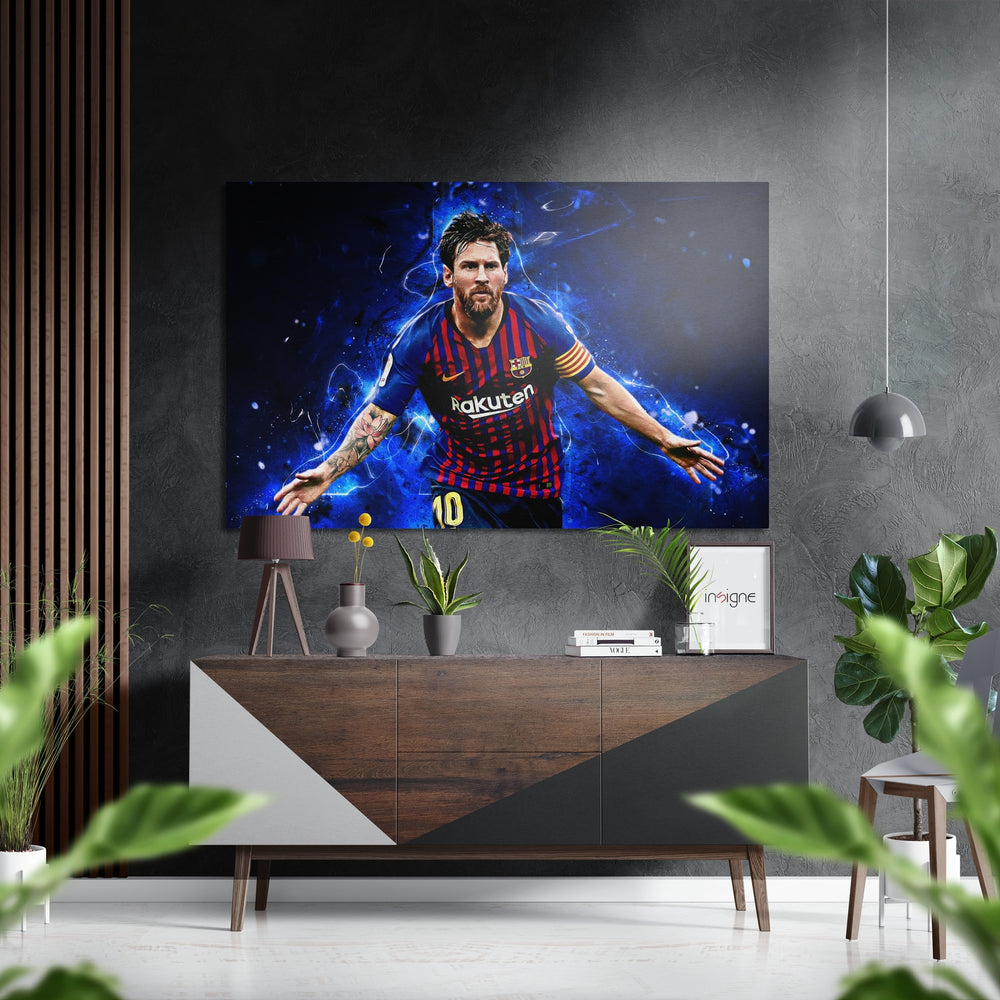 Messi Brushed Aluminium Dibond Wall Art.