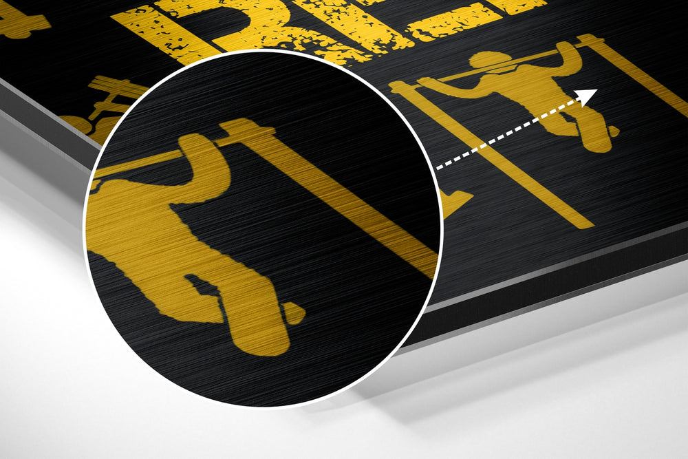 Eat, Lift, Sleep Brushed Aluminium Dibond Wall Art.