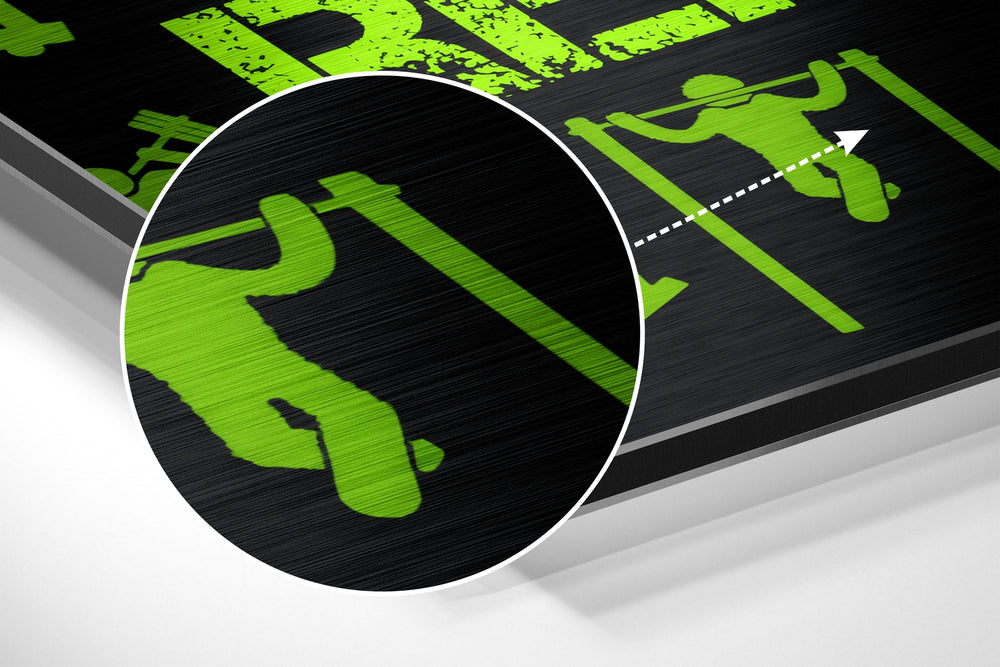 Eat, Lift, Sleep Brushed Aluminium Dibond Wall Art.